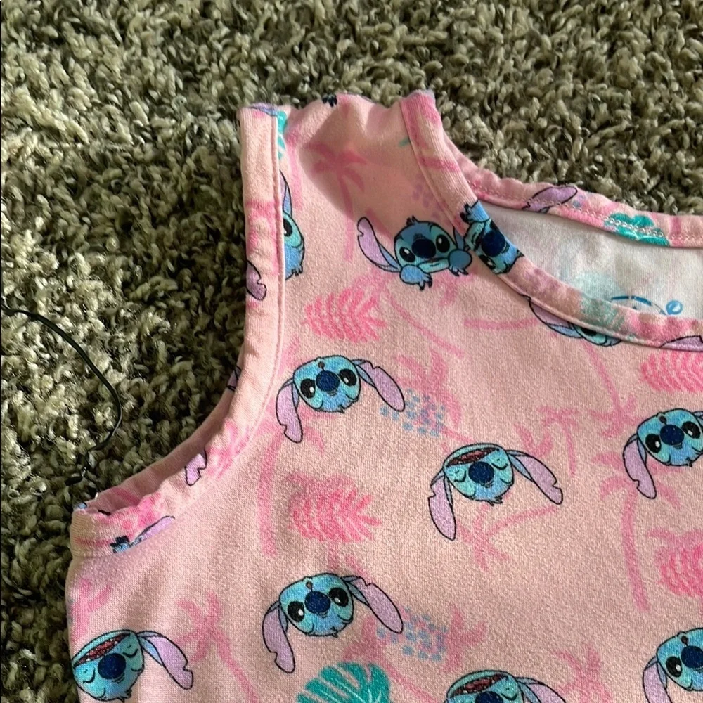 Pink Sleeveless Dress with Blue and Green Floral Print